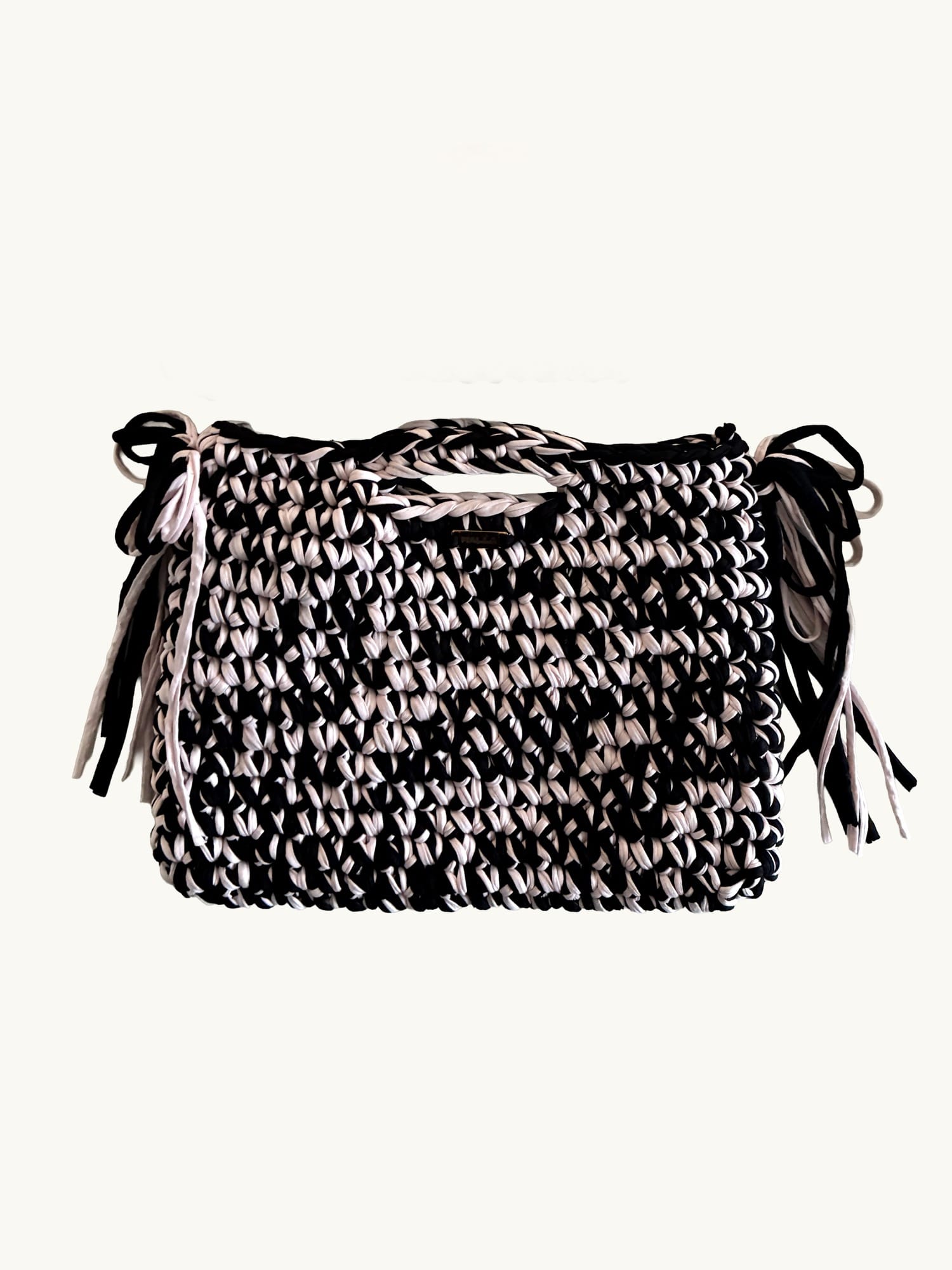 Black & baby pink laptop case, one-of-one handmade crochet