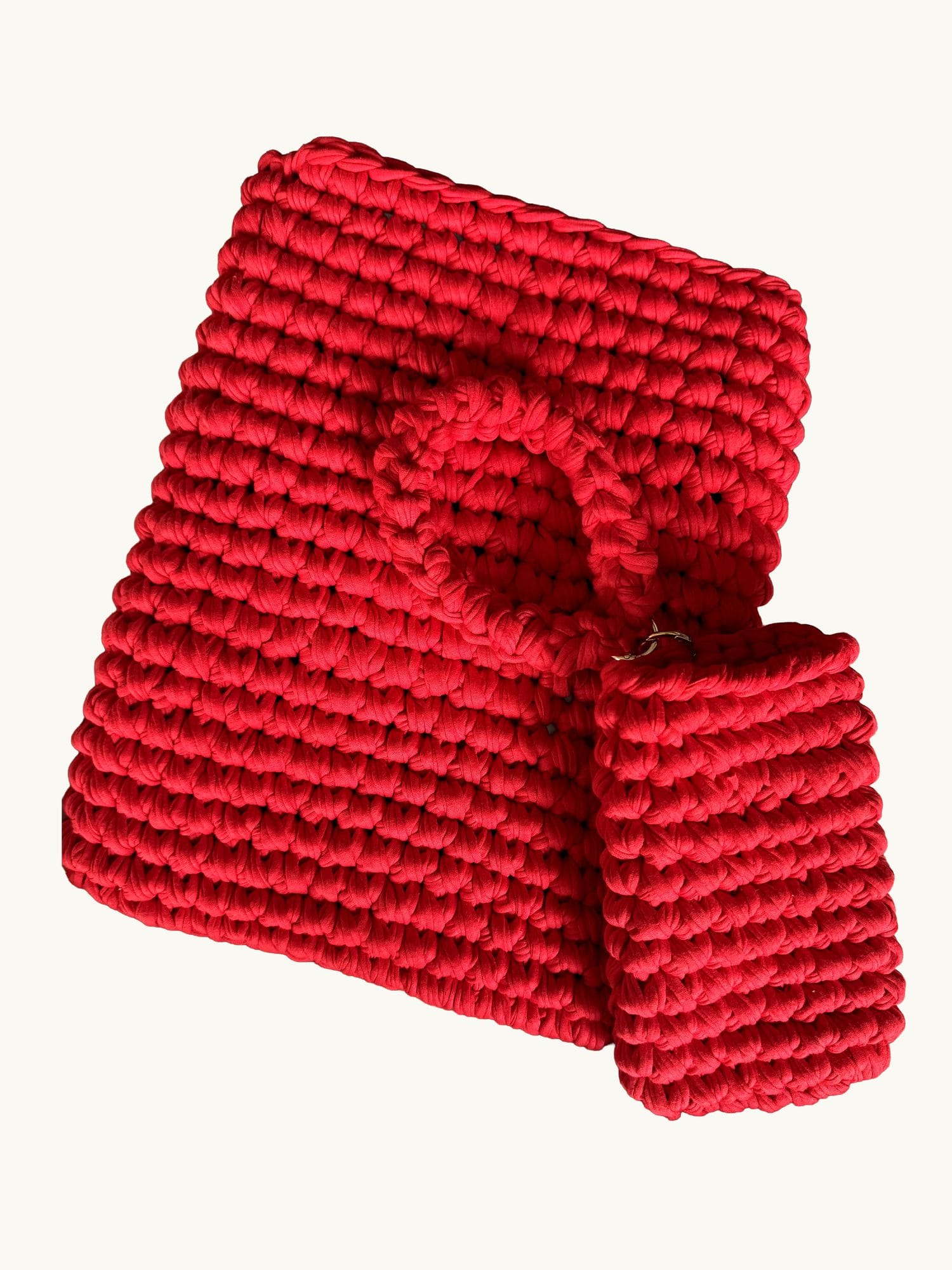Bright red laptop case, one-of-one handmade crochet
