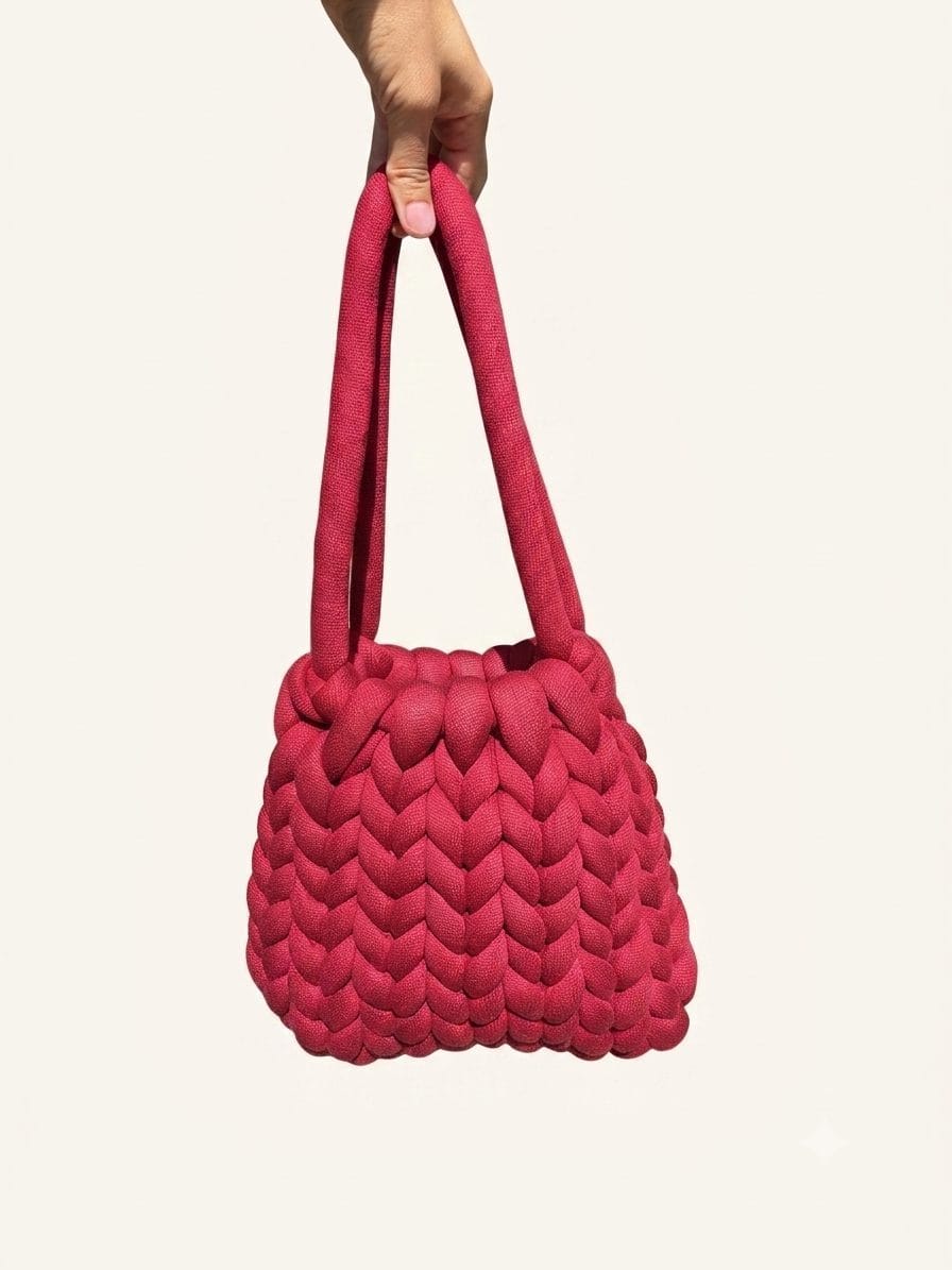 Chunky Carry Red, one-of-one handmade crochet bag