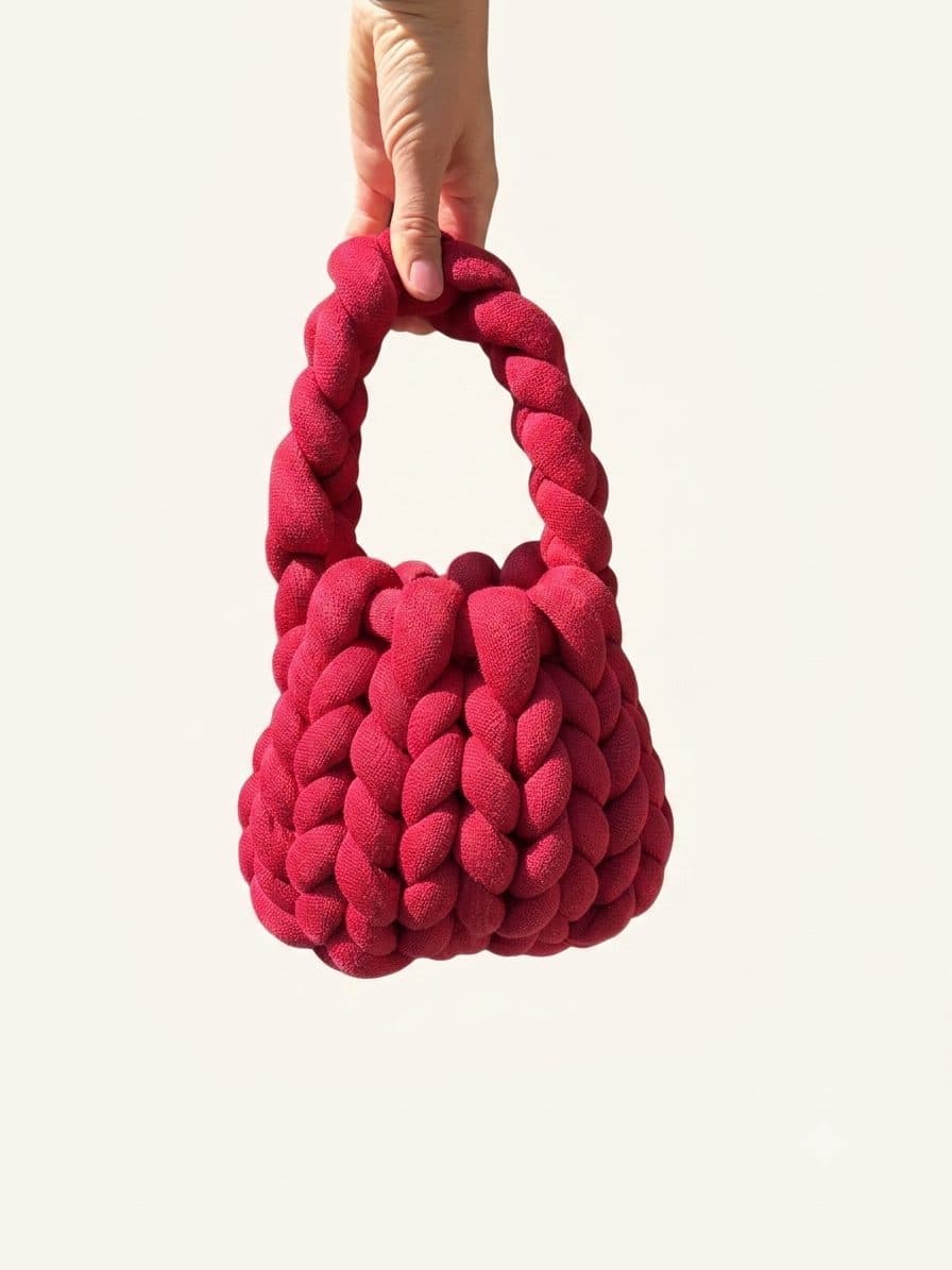 Mini Red, one-of-one handmade crochet bag