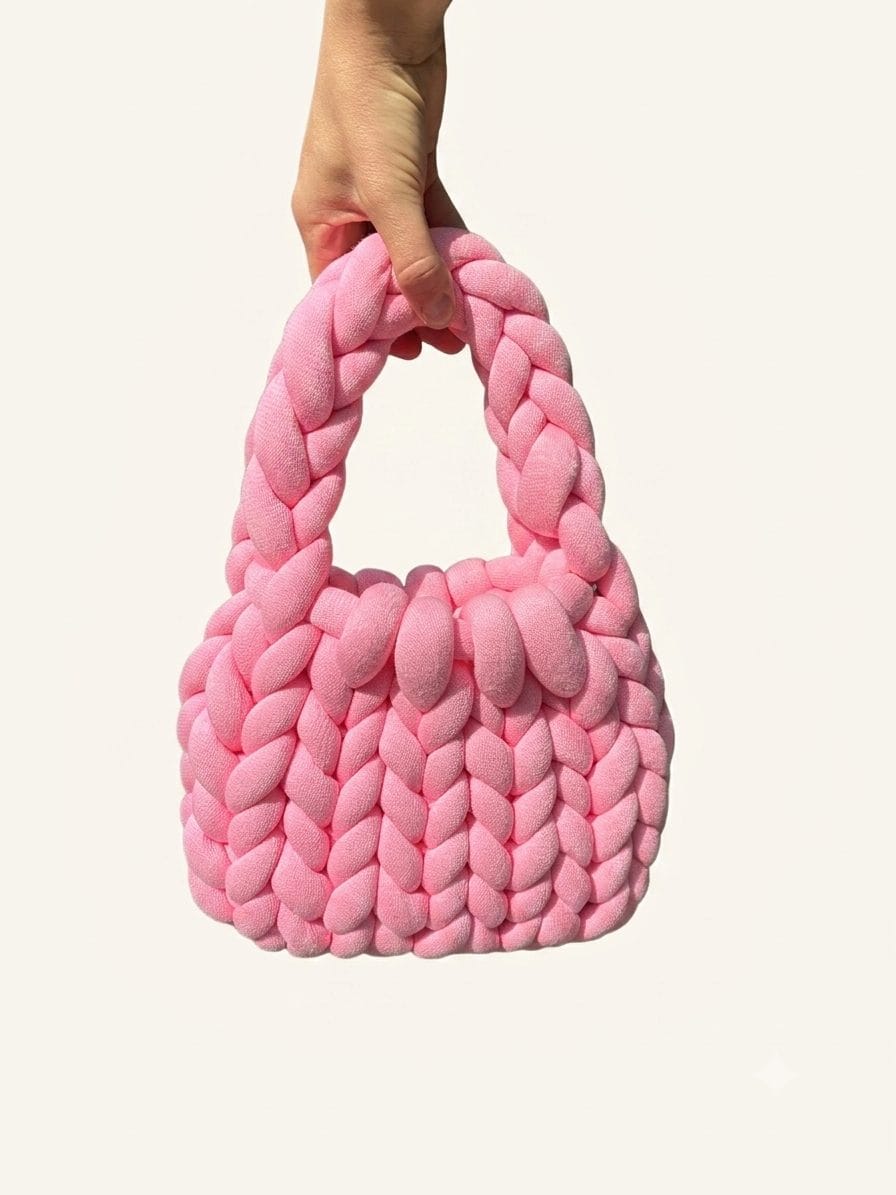 Chunky Mini Pink, one-of-one handmade crochet bag