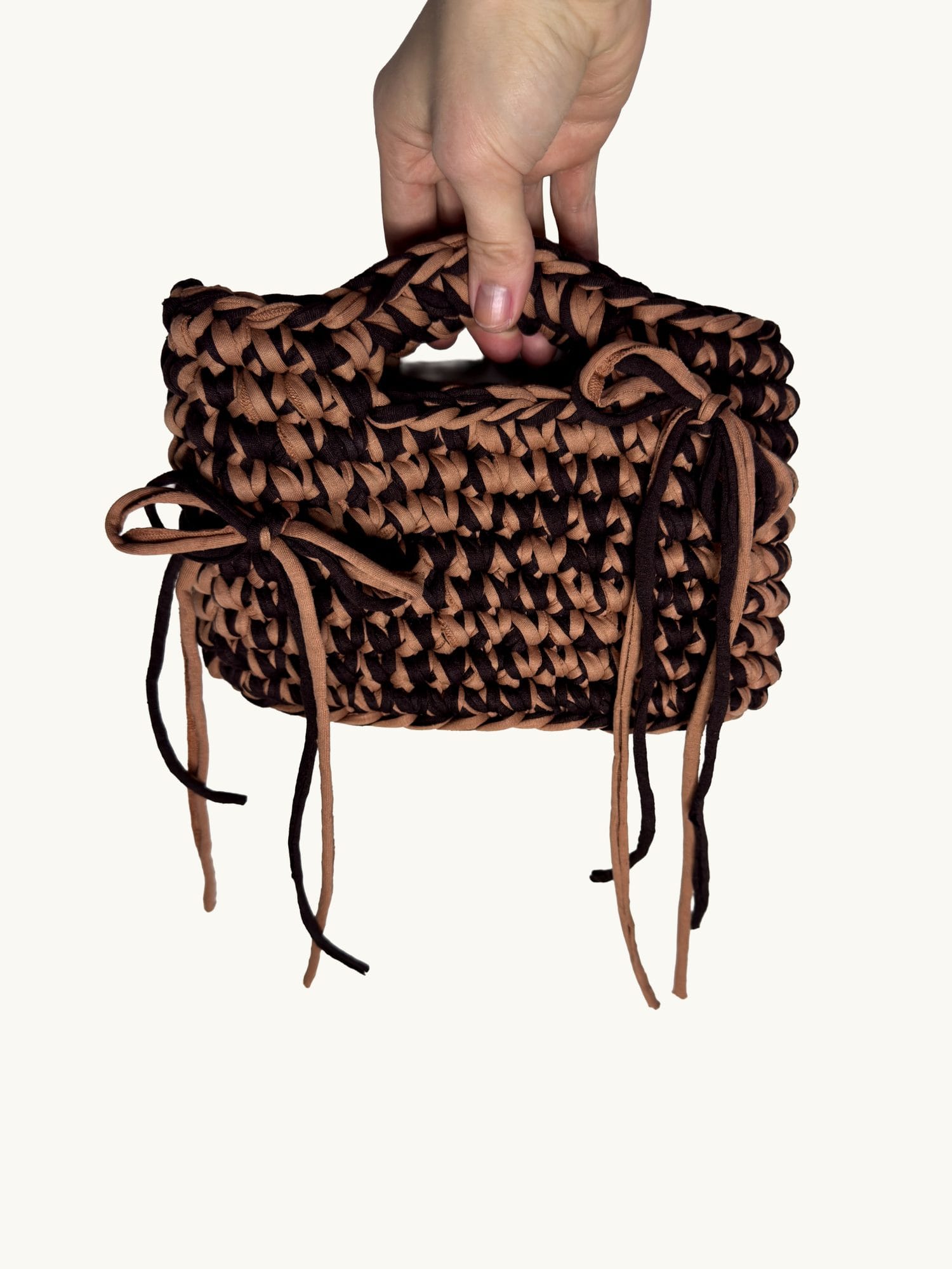 Espresso Espresso & camel, one-of-one handmade crochet bag