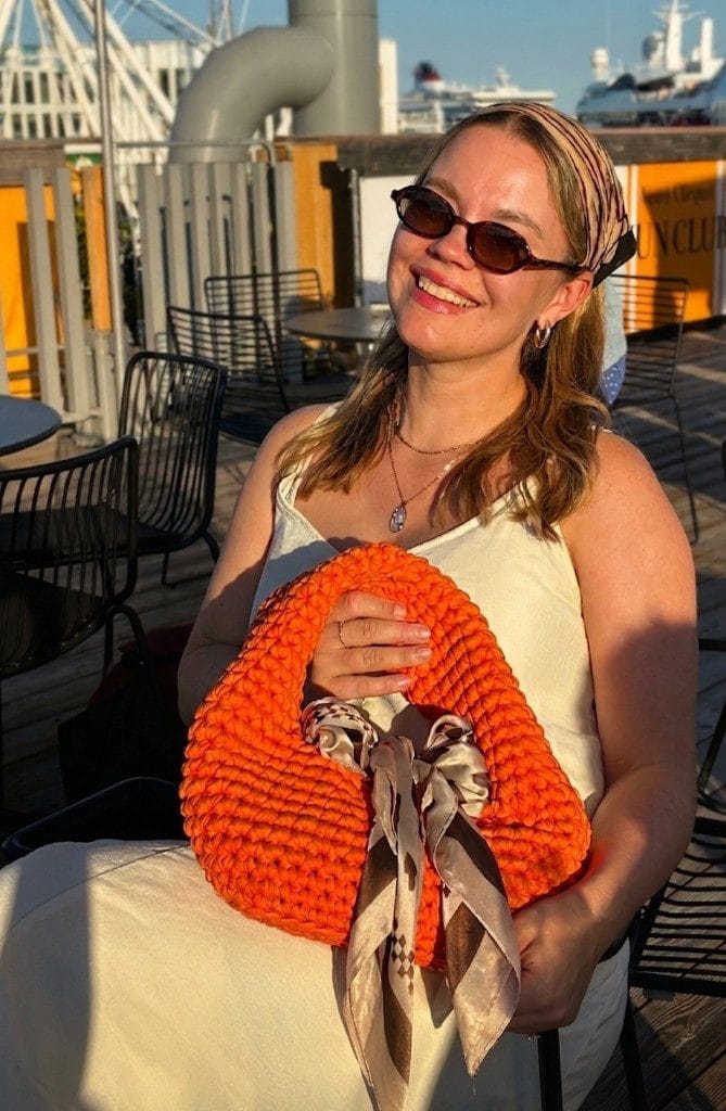 Helena Orange, one-of-one handmade crochet bag
