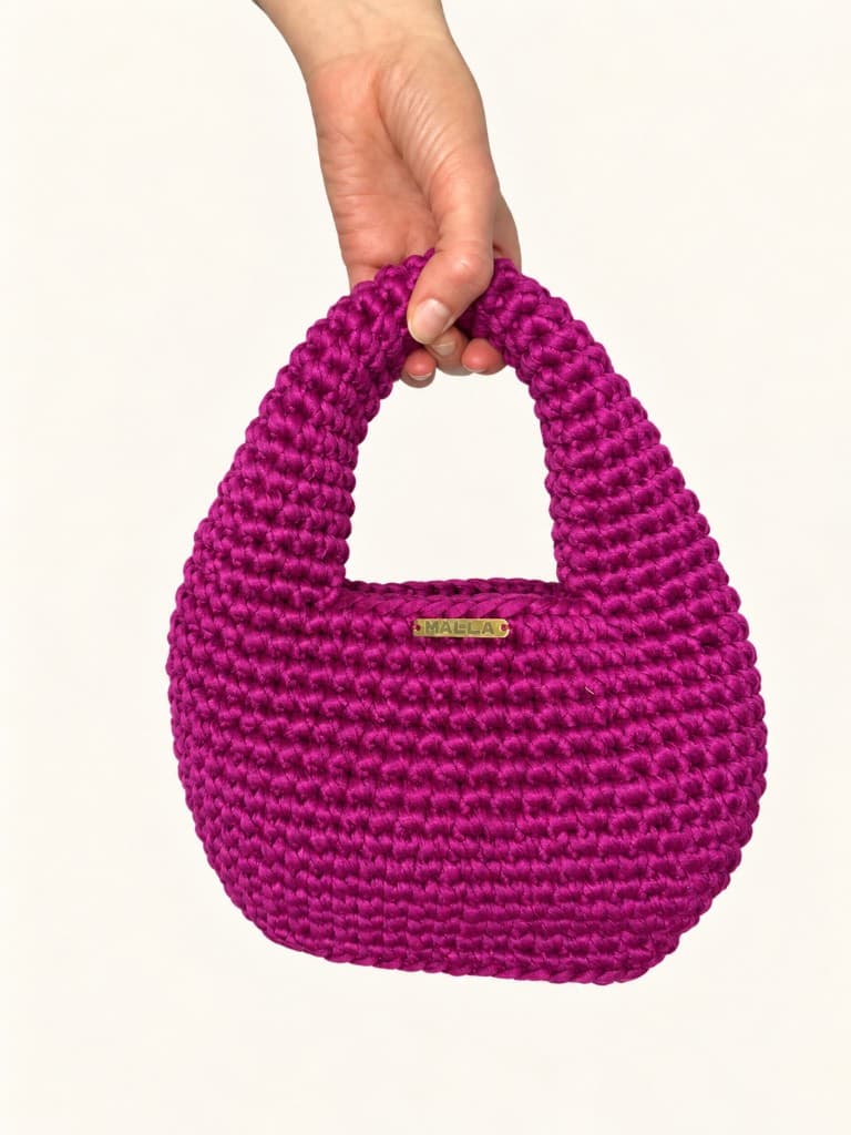 Orvokki Magenta, one-of-one handmade crochet bag