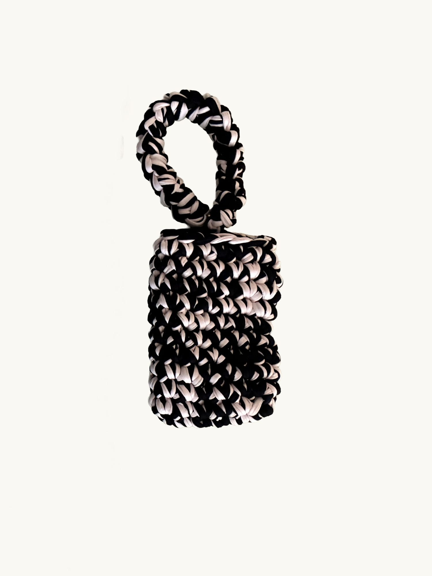 Black & baby pink phone case, one-of-one handmade crochet