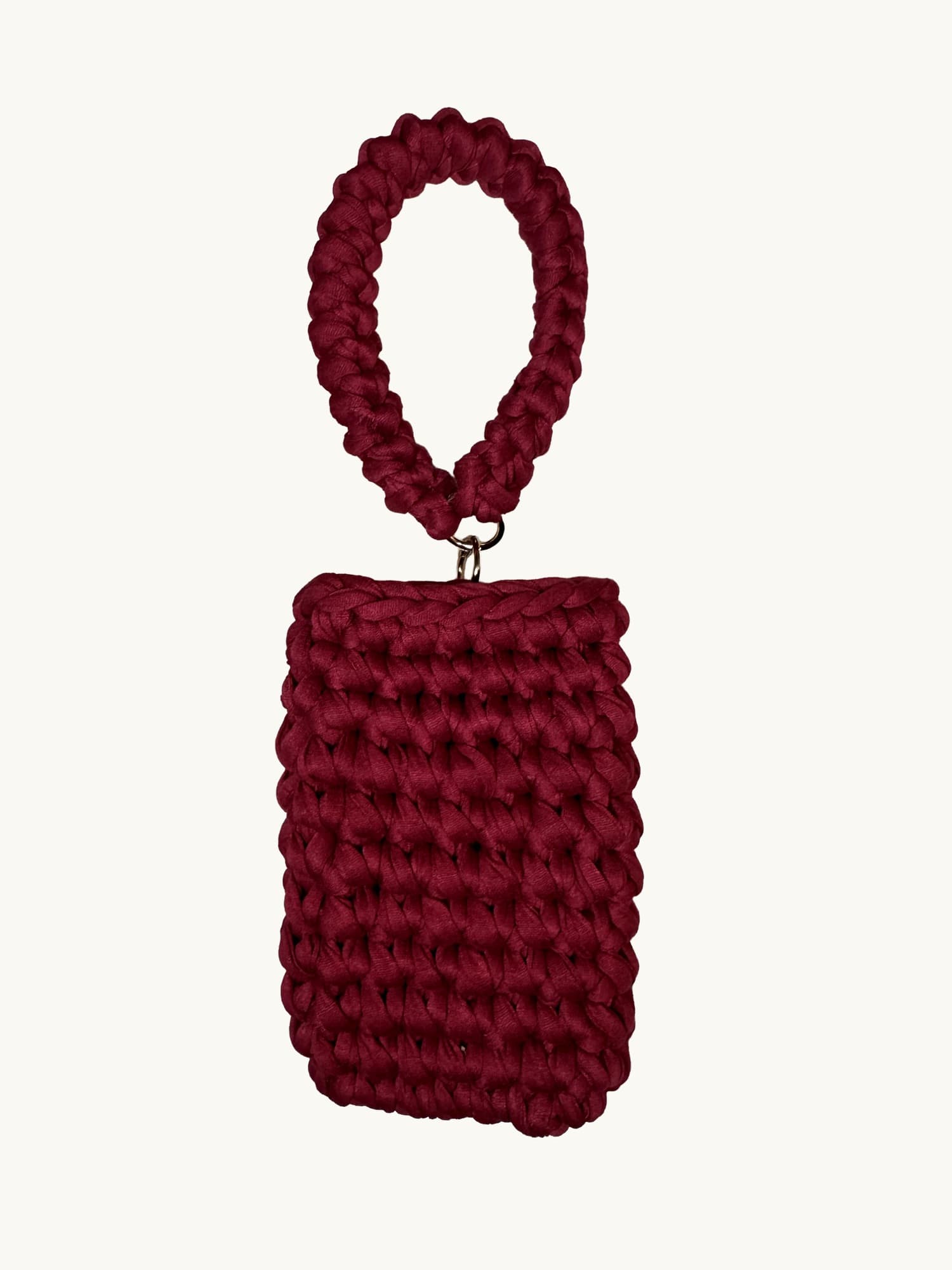 Dark red phone case, one-of-one handmade crochet