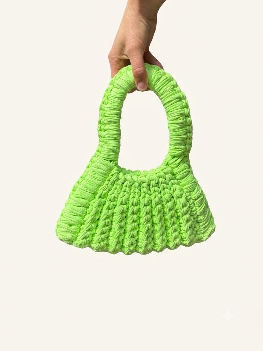 Tuuli Neon lime, one-of-one handmade crochet bag