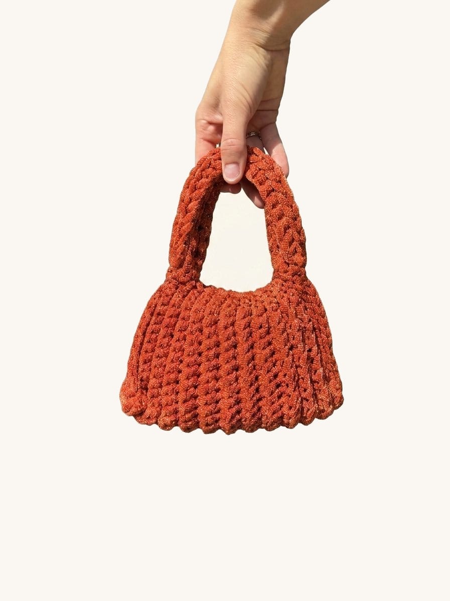 Tyrni Copper, one-of-one handmade crochet bag